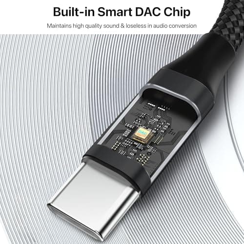 eller santé® DigiCoder 2in1 Type C to 3.5 mm Jack + USB C Charging & Digital Audio 24bit DAC 3.5mm Connector Aux Cable,Headphone,Earphone Converter Splitter for Samsung, Oneplus,iPhone, Phone-Black 3