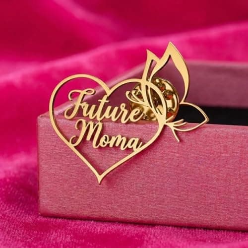 Artsycollection® Future Mom Initials Brooch for Mothers | Personalized Initial Brooch Pin | Stylish Pregnancy Announcement Brooch | Elegant Gift for Mom-to-Be & Women 3