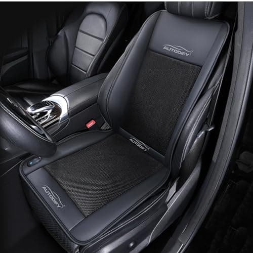 AUTODIFY™ Car Ventilated Cooling Seat Cushion Cover with 10 Powerful Fans & 3 Adjustable Cooling Levels, Breathable Fabric + Black Leather Universal Fit for All Cars, Large Airflow 3