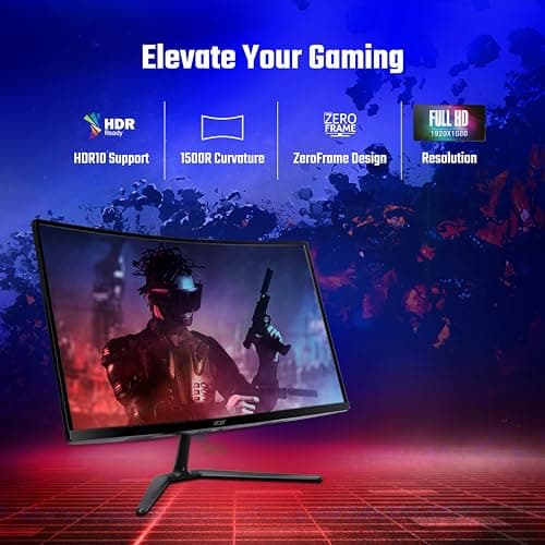 acer ED270 Z 27 Inch Full HD 1500 R Curved Gaming Backlit LED LCD Monitor I 1MS VRB, 280Hz Refresh Rate I AMD Freesync Premium I HDR10 I 2 x HDMI(2.0) 1 x DP(1.4), Audio Out I 2W x 2 Speakers I Black 2