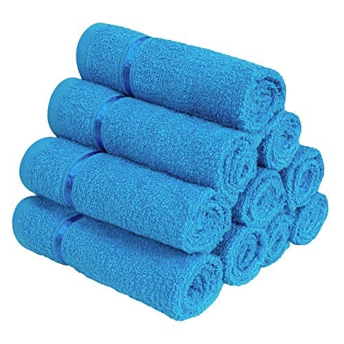 Story@Home 450 GSM Ultra Soft, Super Absorbent, Cotton Antibacterial Treatment, Face Towel (Blue, 30x30 cm) - Pack of 10