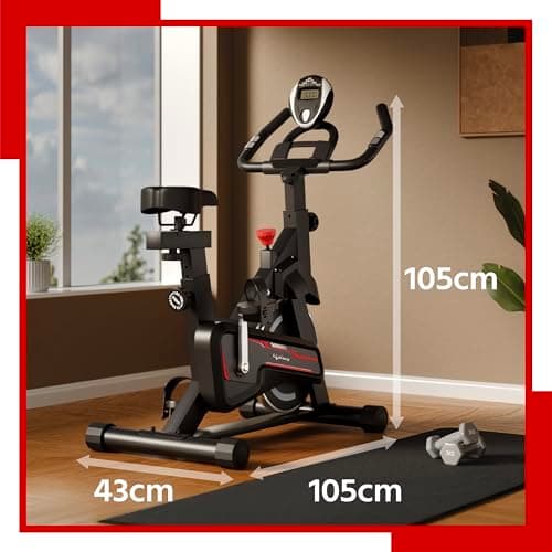 Lifelong Fit Pro Spin Fitness Bike for Home | Exercise Bike for Cardio Workout with 7 KG Flywheel, Adjustable Resistance & LED Display | Cushioned Adjustable Seat | Non-Slip Pedals | Max User Weight 1 5