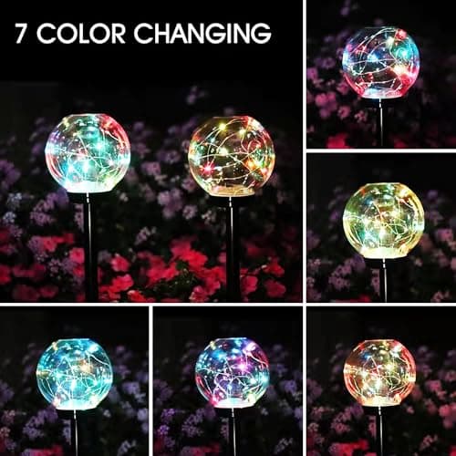 GIGAWATTS GW-906 Solar Globe Garden Light 20 LED IP65 Waterproof BIS Approved Outdoor Bubble Ball Lamp with 2V Panel & 600mAh Ni-MH Battery for Home Garden Backyards Pathways (Pack of 1, Multicolour) 4