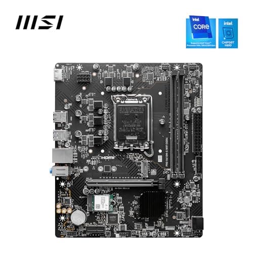 MSI PRO H610M-S WiFi DDR4 Motherboard, Micro-ATX - Supports Intel Core 14th, 13th and 12th Gen Processors, LGA 1700 - DDR4 Memory Boost 3200MHz/MAX, PCIe 4.0 x16 Slot, M.2 Gen3 Slot, Wi-Fi 6E, BT 5.3 2