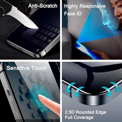 MACLEN Anti-Spy 4-Way 360° True Privacy Tempered Glass Militry-Grade Protector for iPhone 14 Pro Max,Case Friendly, 9H Hardness, Easy Installation 4