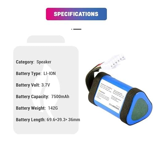 3.6V 7500mAh 27Wh Battery Replacement for Charge 5 Bluetooth Speaker – Rechargeable Lithium Speaker Battery Pack 3