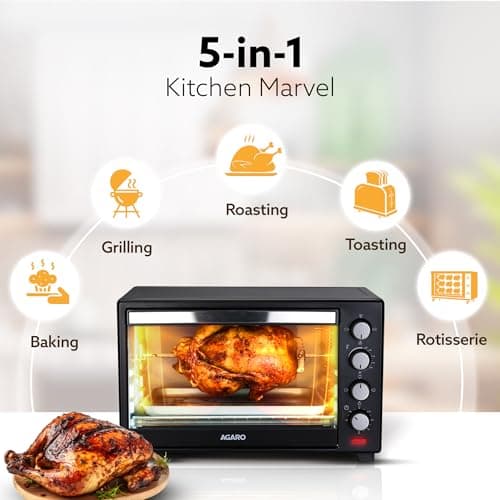 AGARO Marvel 48 Liters Oven Toaster Griller, Motorised Rotisserie and Convection Cake Baking OTG with 3 Heating Mode, (Black) 4