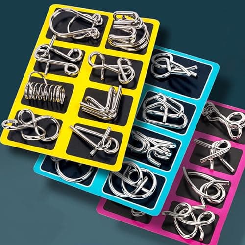 AUGEN Brain Teasers Metal Wire Puzzle Toys, IQ Tester, Brain Games for Kids and Adults, Fun Fidget Puzzles, Train Your Brain, Disentanglement Puzzle Unlock Interlock Toys (8 Pieces, Model- A) 3