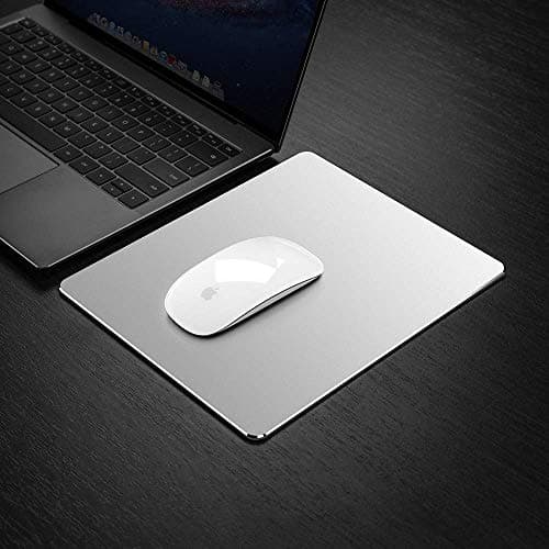 INDIAN DECOR. 50453 Stainless Steel Gaming Mouse Pad with Non Slip Rubber Base, Frosted Surface, Quick and Accurate Move, Silver (9.1 x 7.1 x 0.1 inch)