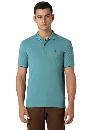 Van Heusen Men's Cotton Solid Regular Fit Collar Polo T-Shirt