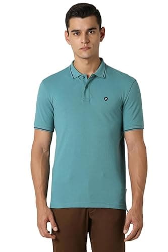 Van Heusen Men's Cotton Solid Regular Fit Collar Polo T-Shirt