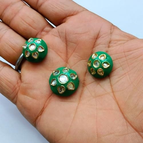 Jaipri Kundan Meenakari Pendant Set for Women & Girls (Green) KTC-4693 3
