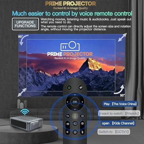 Prime Projector® UltraBright Pro X1 – 4K Smart Projector | 9000 Lumens, Android 9.0, 5G WiFi, Bluetooth, Built-in OTT Apps, Keystone, 1 Year Warranty | Fossil Grey Home Theater Projector 5