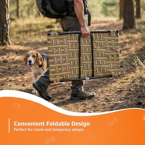 Amazon Basics Leg Fold Dog Pet Bed | Nylon Niwar Durable | 24 × 36 × 12 Inch | Multi-Color 3