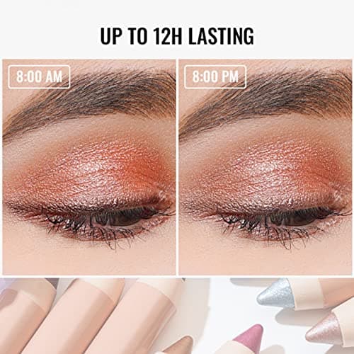 Oulac Waterproof Eye Shadow Stick Smooth and Long Lasting, Shimmering Glitter Finish, Blendable Eyes Makeup, Vegan & Cruelty-Free 3.8g, 17 Hollywood Dream 4