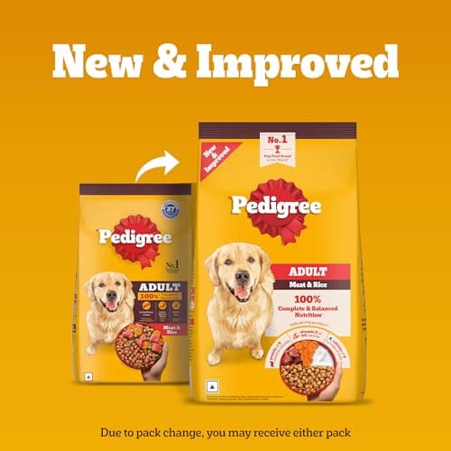 Pedigree Adult Dry Dog Food, Meat & Rice, 3 kg, Contains 37 Essential Nutrients, 100% Complete & Balanced Food for Adult Dogs 2