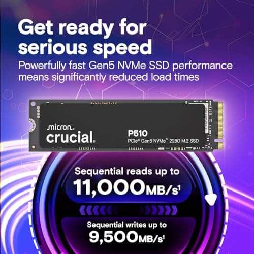 Crucial® P510 1TB PCIe Gen5 NVMe™ 2280 M.2 SSD 2