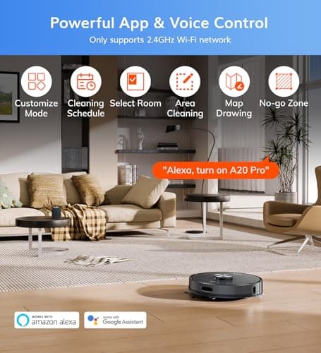 ILIFE A20 Pro Robot Vacuum Cleaner with Advanced LiDAR Navigation, Strong Suction, Customised Cleaning Up to 4500sft, 5200mAh, WiFi App, Alexa, GH, Ideal for Cats, Dogs Hair 5