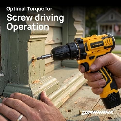 TOMAHAWK® DMS-7000 12V Cordless Drill Driver | 1350 RPM High-Speed Motor | 10mm Keyless Chuck | Adjustable Torque & Forward/Reverse | 1.5Ah Battery for Wood & Metal Drilling 5