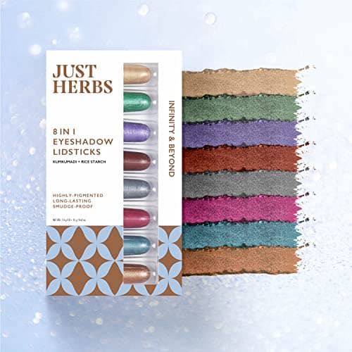 Just herbs 8 in 1 Herbal Metallic-shimmer finish, Long Lasting & Ultra Smooth Eye Shadow Lidsticks with Kumkumadi - 12gm (Infinity & Beyond) 2