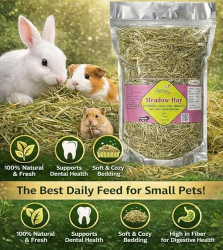 PETZEE Meadow Hay Food for Rabbits, Guinea Pigs, Hamsters & Other Small Animals | 100% Natural Fiber-Rich Daily Feed for Digestive & Dental Health (400 g) 3