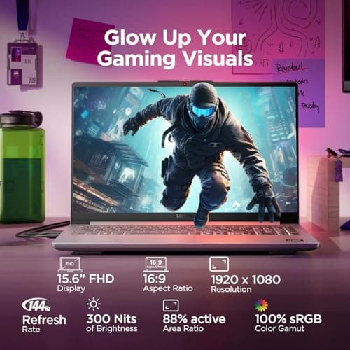 Lenovo LOQ Essential AMD Ryzen 7 7735HS | NVIDIA RTX 4050 6GB (16GB RAM/512GB SSD/144Hz Refresh Rate/15.6" (39.6cm)/Windows 11/Office Home 2024/3 Mon. Game Pass/Grey/1.8Kg), 83S0009TIN Gaming Laptop 4