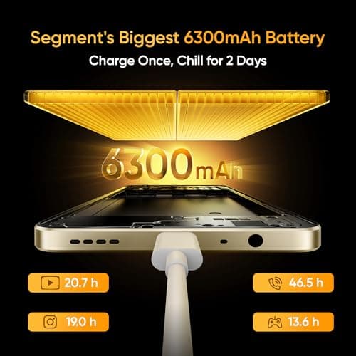 realme NARZO 80 Lite 4G (Beach Gold 2026, 6GB+128GB) | 6300mAh Segment's Biggest Battery | 7.94mm Slim Design | 300% Ultra Volume | Pulse Light: 9 Colors, 5 Glow Modes | Ai Assist 3