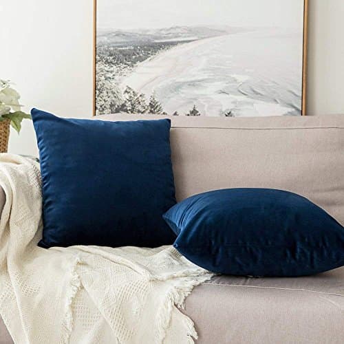 Khooti Velvet Cushion Covers Pack of 2-26" x 26" / 66 x 66 cm - Navy Blue - Soft Pillow Covers Cushion Case for Sofa Bedroom Livingroom Chair Car, Cushion Cover 4