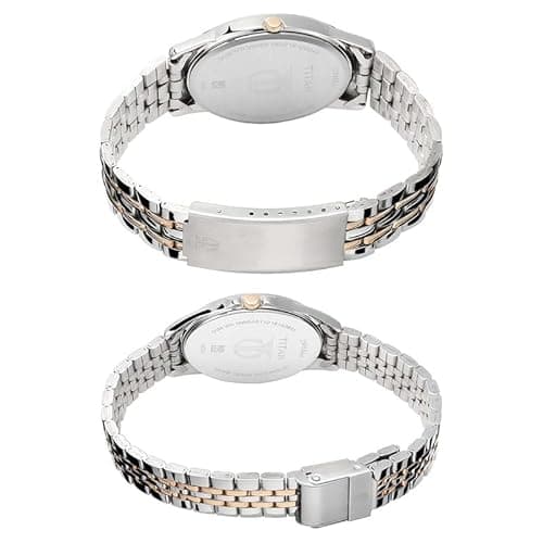 Titan Bandhan Quartz Analog with Day and Date Silver Dial Two Toned Silver and Rose Gold Stainless Steel Strap Watch for Couple - NT17742565KM01 4