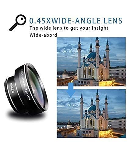 MAXXOX Mobile Camera Lens, 0.45X Super Wide Angle Lens, 15X Macro Lens, Clip-On 2 in 1 Professional Kit for TIK Tok, Vlog, YouTube, Reels Compatible with All Smartphones-(Black) 4