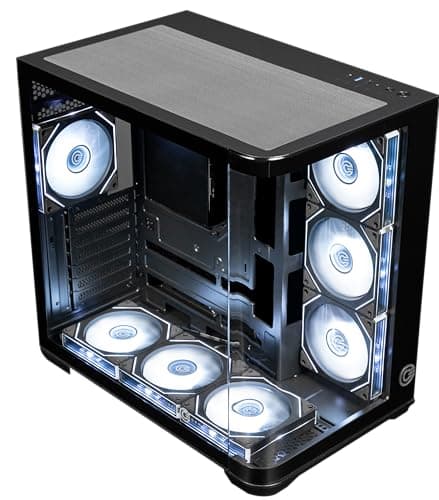 Circle Lucid Curve AX BTF Mid Tower | Gaming Cabinet - Black | Panoramic Curved Glass | Support ATX, M-ATX, ITX | Pre Installed 3X Front, 3X Bottom, 1X 120MM Infinity Mirror Fans 5