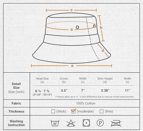 INFISPACE Men & Women Bucket Sun Hat | Unisex Beach Hat for Sun Protection | Round Sun Cap for Hiking, Fishing, Gardning, Travel (in, Alpha, Free Size, Denim) 2