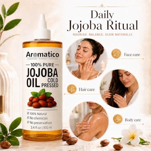 AROMATICO 100% Pure JOJOBA Oil Cold Pressed for Healthy Hair & Skin, Natural solution for Moisturised Skin, Hair Care & Body - 100ml 2