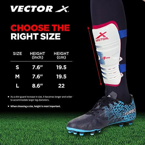 Vector X England Football Shin Guard with Adjustable Velcro Strap (L, England) 4