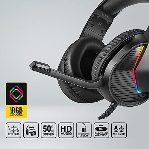 Ant Esports H1100 Pro RGB Wired Over Ear Gaming Headphones with Mic for PC / PS4 / PS5 / Xbox One / Switch1, Carbon Black 3