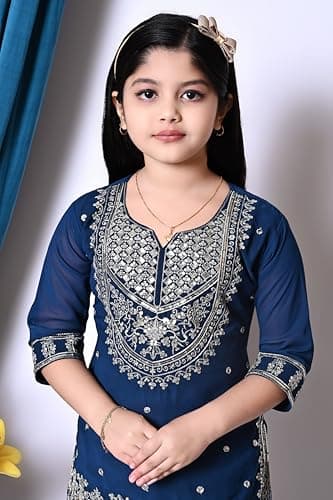 Jbegam Festive & Party Sarara Set Blue Suitable For 12-13 Years 5