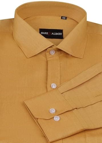 MARK & ALBERT Men's Slim Fit Cotton Formal Shirt Yellow 5