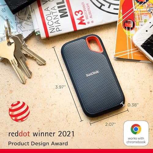 SANDISK Extreme 1TB Portable External SSD, 1050MB/s R, 1000MB/s W, 3m Drop Protection, IP65 Water/dust Resistant, PC,MAC & TypeC Smartphone Compatible, 5Y Warranty, Black Color 2