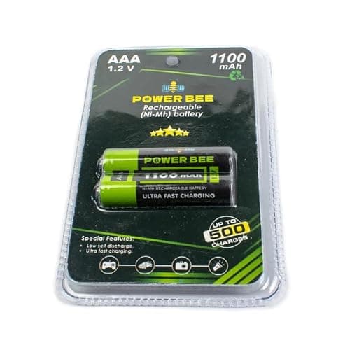 Power-BEE Buttontop AAA 1.2v 1100mAh Rechargeable (Ni-Mh) Powerful Battery (Pack of 2), Ideal for Trimmer, Remote, Toys, Clock,Camara, Torch