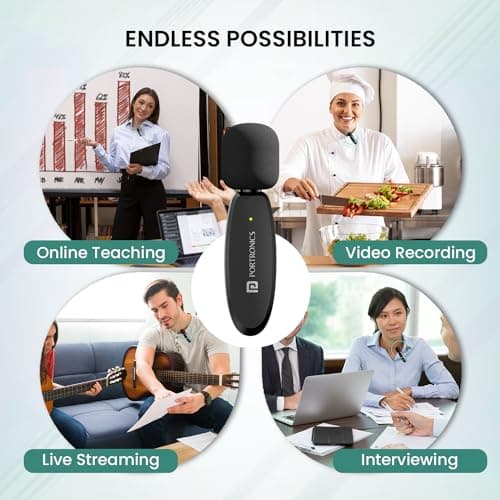 Portronics Dash 7 Omnidirectional Type C Wireless Microphone, Noise Cancellation, Plug & Play, Lapel Wireless Mic for Video Recording, Supports Type C Android, iPhone, Camera(Black) 5