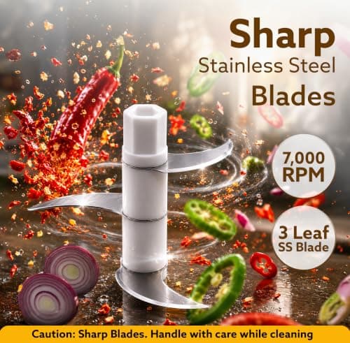 AGARO Elite Rechargeable Mini Electric Chopper, Food Grade Bowl, Stainless Steel Blades, Rechargeable, One Touch Operation, for Chopping Garlic, Ginger, Onion, Vegetable, Nuts, 250 Ml, Black 4