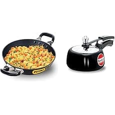 Hawkins Futura Hard Anodised Aluminium Deep Fry Pan(Fish-Fry Kadhai), 2.5 litres, Black (Affk25G) Contura Hard Anodised Aluminium Pressure Cooker, 2 Liters¬Â€, Black