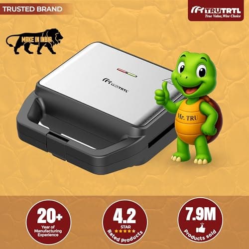 Mr. TRU 3 in 1 Grill, Sandwich, Waffle Maker Machine | Electric Bread Griller and Toaster | Non-Stick Coating Removable Plates | 800W (Auto Cut-Off), Black | 2 Years Warranty | Perfect for Gifting 2