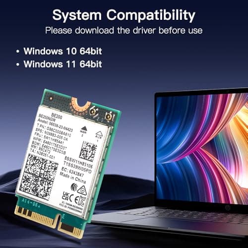 WiFi 7 BE200 BE200NGW M.2 WiFi Card BT5.4 802.11BE Tri-Band 8774Mbps NGFF WiFi 7 Wireless Network Laptop Adapter for PC Windows 11/10 4