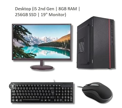 Intel Core i5 2nd Gen Desktop Computer (Black) Full Setup | 8GB RAM | 256GB SSD | 19-Inch LED Monitor | Wired Keyboard & Mouse | Preloaded OS | Ideal for Home & Office Use 2