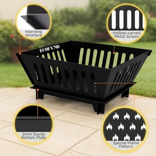 ecofynd Portable Charcoal Fire Pit for Garden, Modern Bonfire Pit Foldable & Compact Fire Bowl Brazier for BBQ, Picnic, Camping, Traveling, Outdoor Cooking, Heavy Duty Angithi for Winter (BBQ003) 3