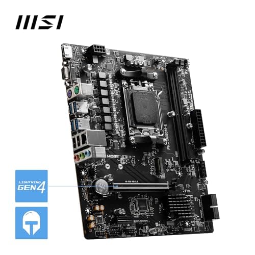 MSI PRO B650M-E Motherboard, Micro-ATX - Supports AMD Ryzen 9000/8000/7000 Series Processors, AM5 - DDR5 Memory Boost 6800+MHz/OC, 1 x PCIe 4.0 x16, 1 x M.2 Gen4 5
