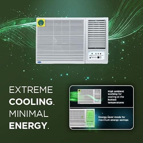 Carrier ESTRELLA GXi 1.5 Ton 5 Star Window Inverter AC with Dust Filter, Auto Restart, Turbo/Sleep/Dry Mode | 100% Copper Condenser | Energy Efficient, Cools Even at 52°C (CIW19EC5R36F0, White) 4