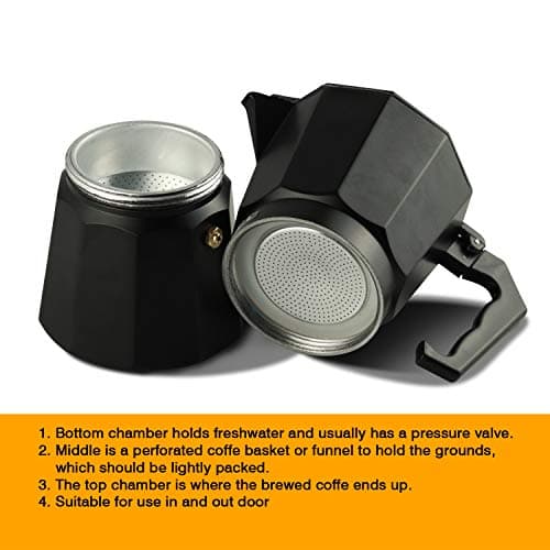 IBELL MP6370S Classic 6 Cup Moka Pot Espresso Maker/Percolator/filter Coffee Maker, Italian Espresso - Black 3