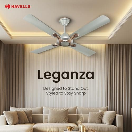 Havells 1200mm Leganza ES 4B Ceiling Fan|Best fan in 4 Blade,Premium Finish Decorative Fan,High Air Delivery|Energy Saving,100% Pure Copper Motor,2 Year Warranty|(Pack of 1,Bronze Gold),5 Stars 2